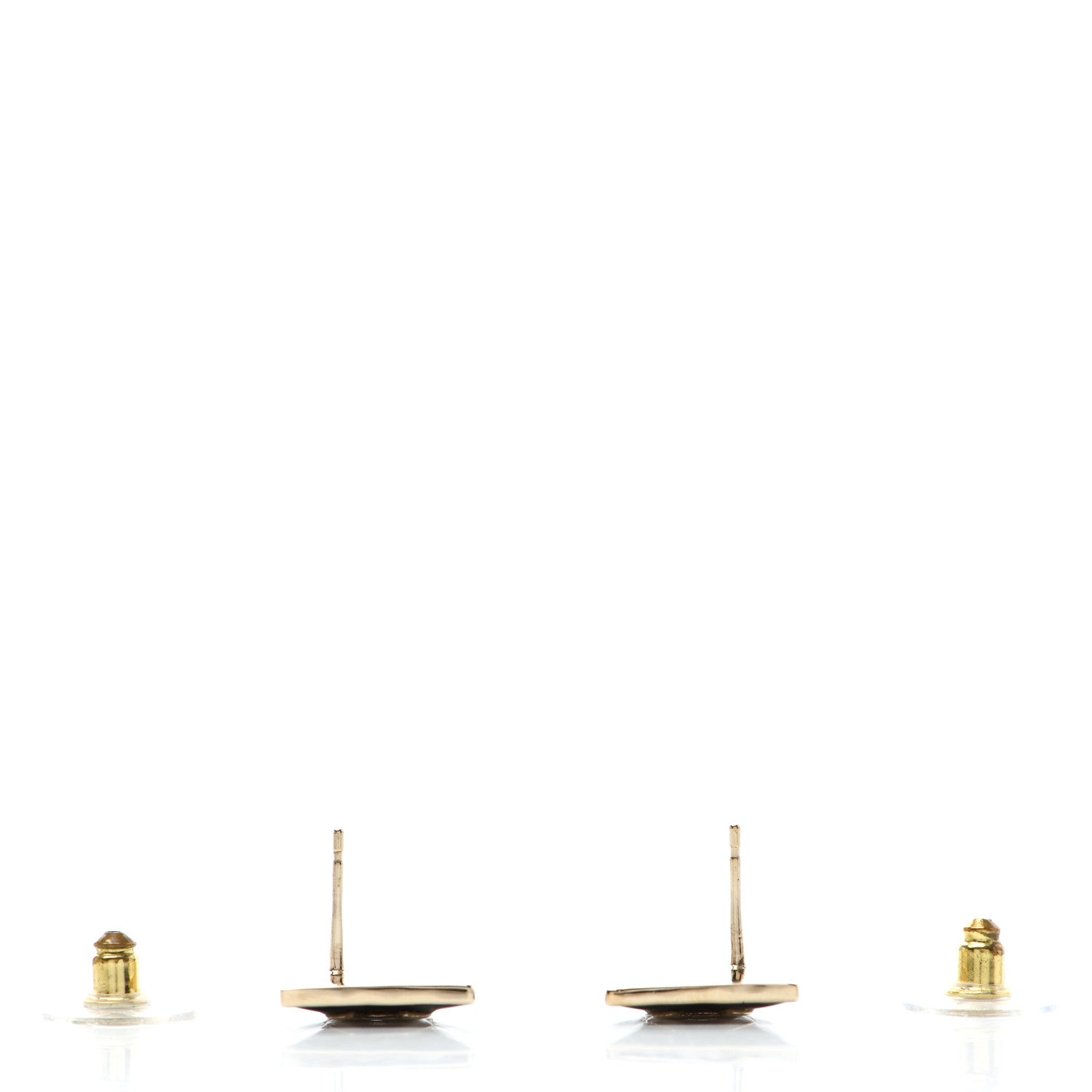 Chanel Metal Enamel CC Square Earrings Gold Black White 4 of 4