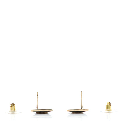 Chanel Metal Enamel CC Square Earrings Gold Black White 4 of 4