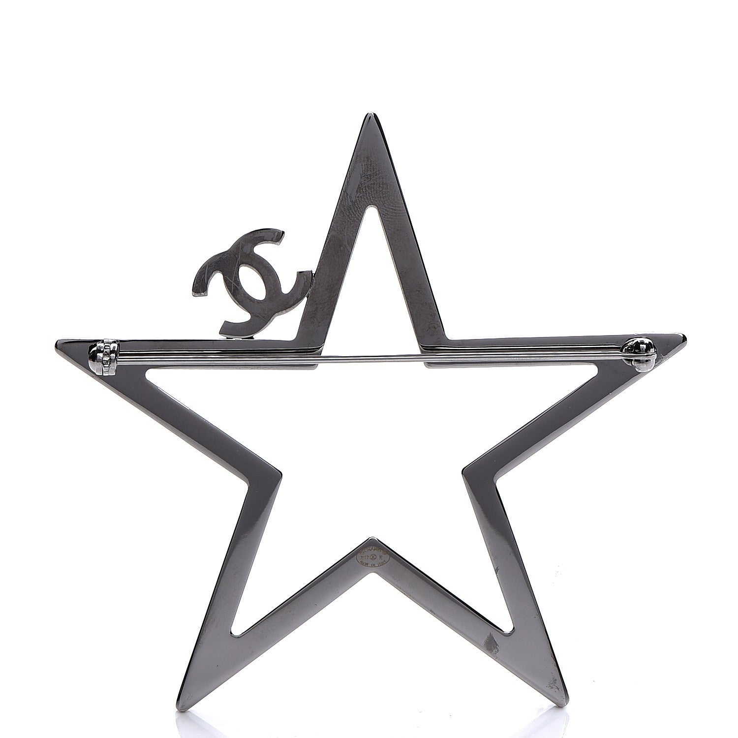 Chanel Ruthenium Crystal Star CC Brooch 3 of 6