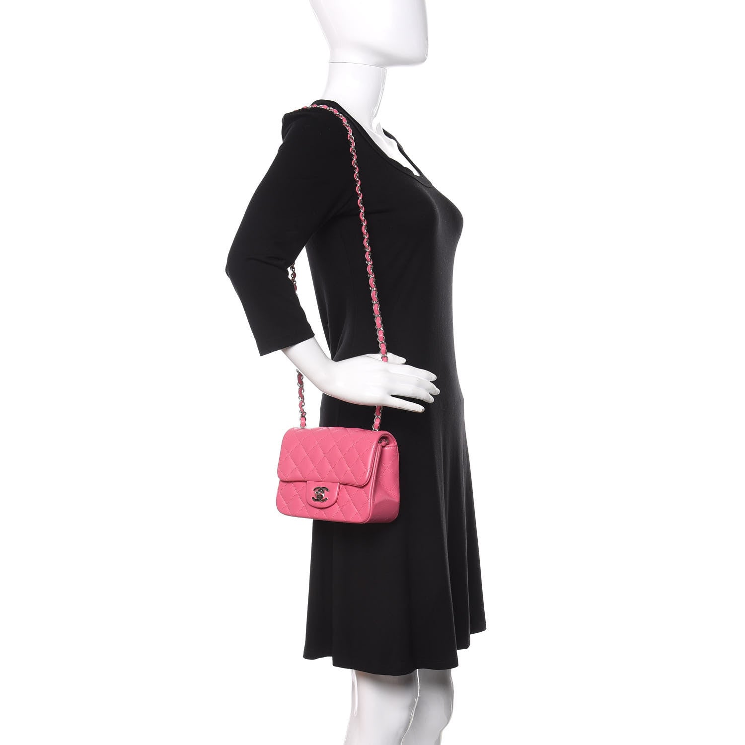 Chanel Lambskin Quilted Mini Square Flap Pink 2 of 12