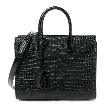 Saint Laurent Calfskin Crocodile Embossed Nano Sac De Jour Black 1 of 11