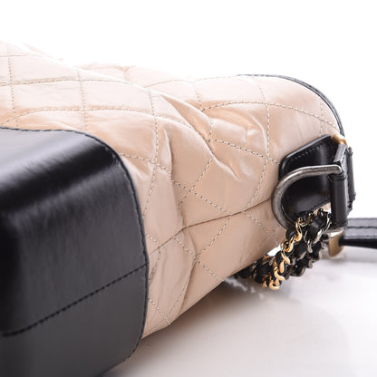 Chanel Aged Calfskin Quilted Medium Gabrielle Hobo Beige Black 10 of 12