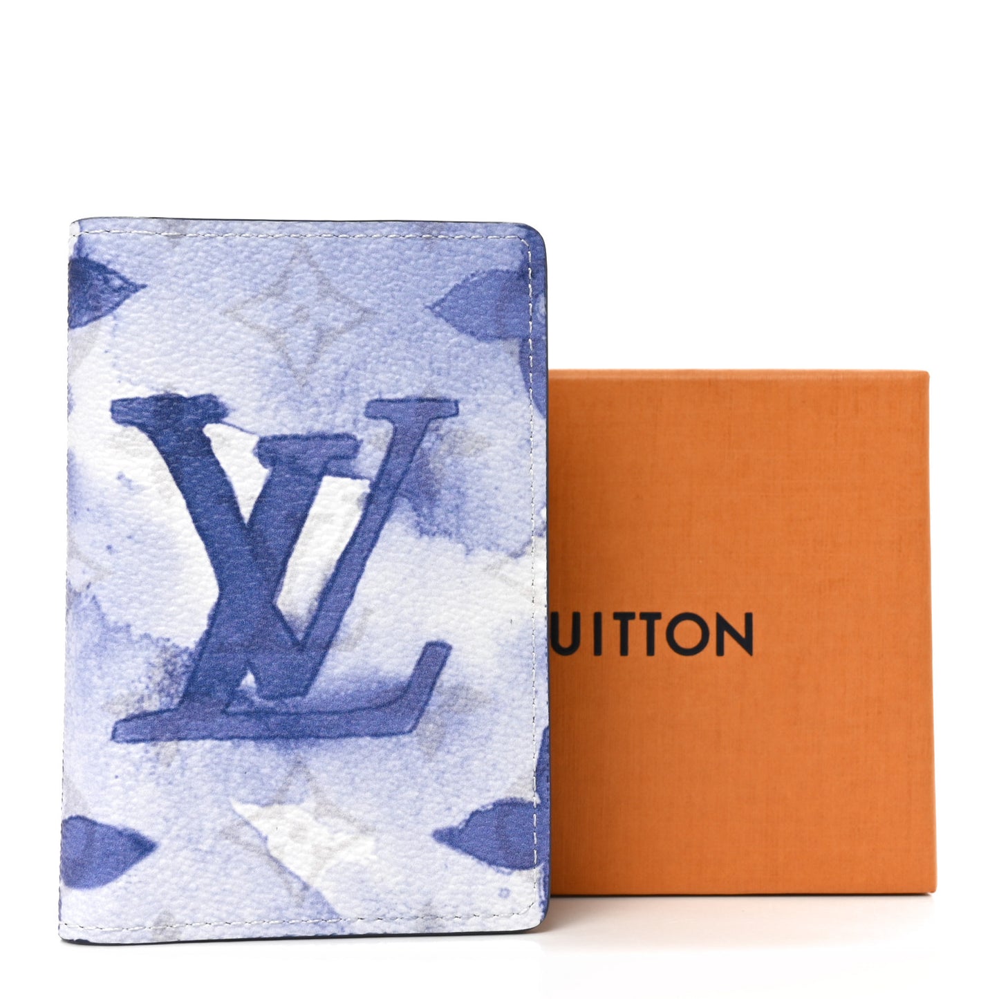 Monogram Watercolor Pocket Organizer Blue