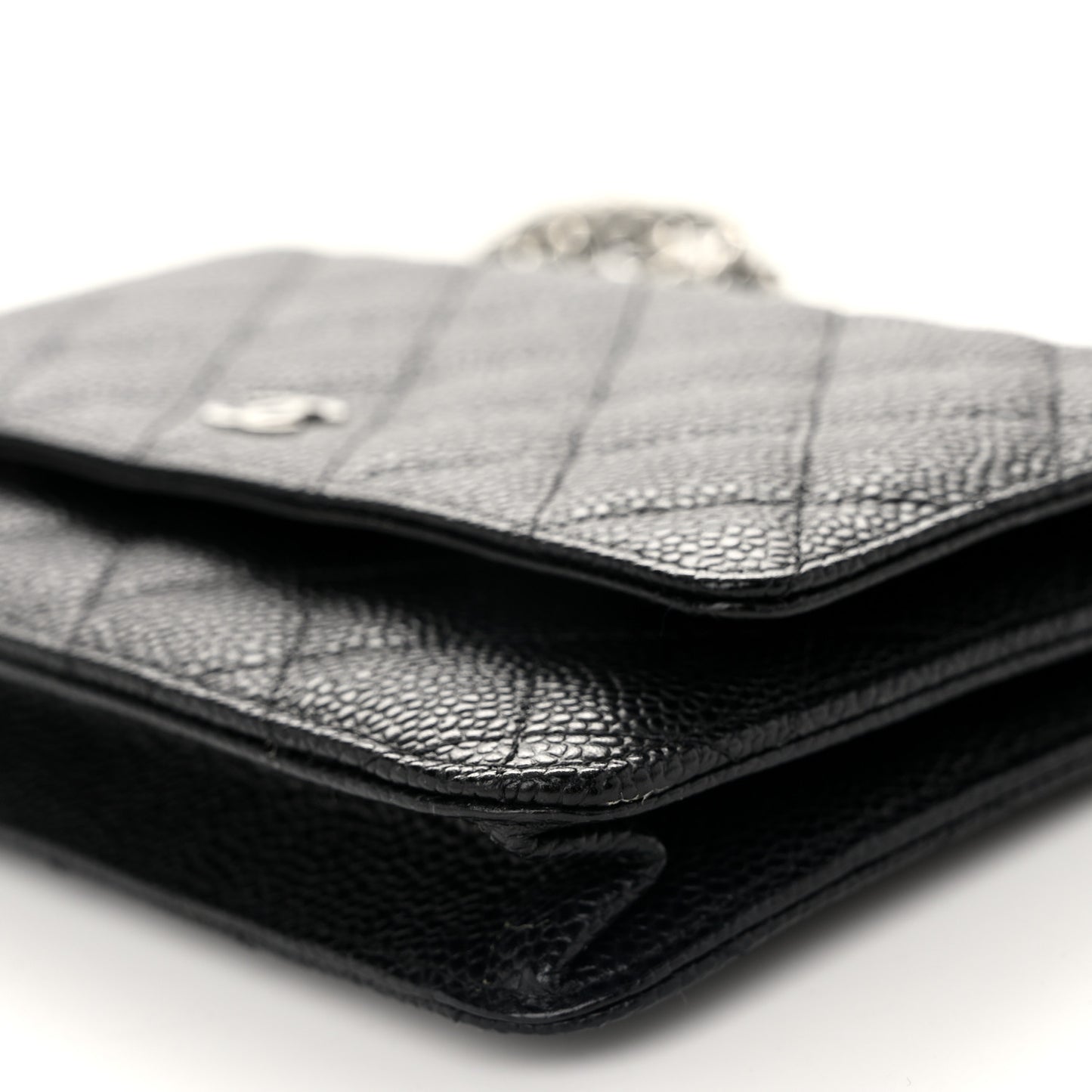 Caviar Quilted Wallet on Chain WOC Black