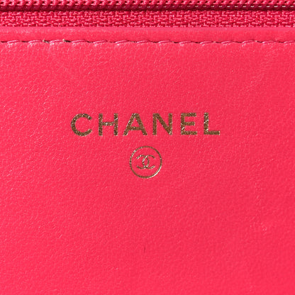 Chanel Lambskin Quilted Boy Wallet On Chain WOC Dark Fuchsia 6 of 14