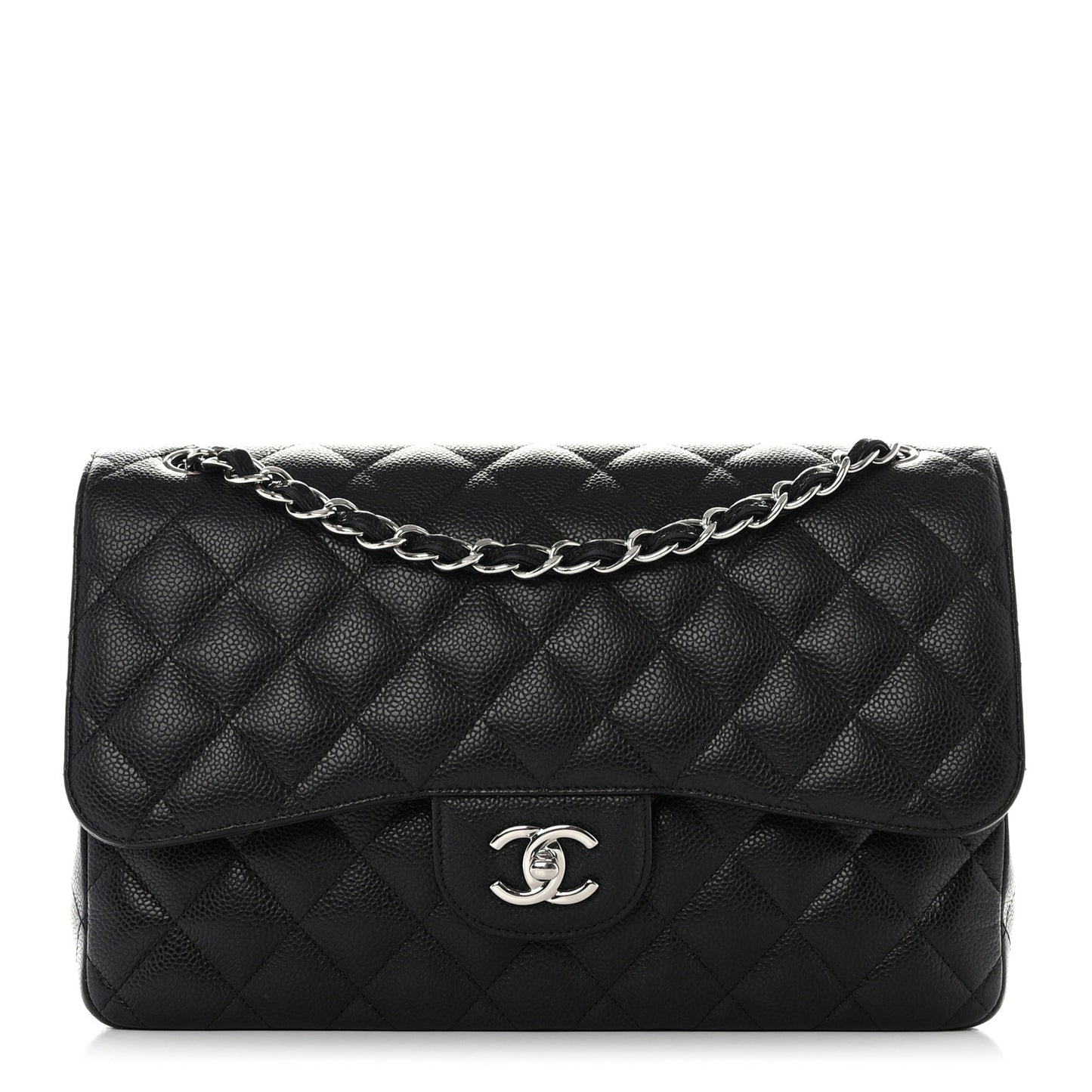 Caviar Quilted Jumbo Double Flap Black