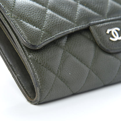 Chanel Caviar Quilted Large Flap Wallet Dark Green 8 of 17