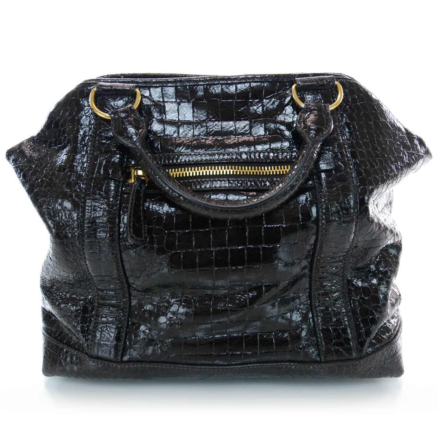Miu Miu Calfskin Crocodile Embossed St Cocco Shopping Tote Moro 3 of 7