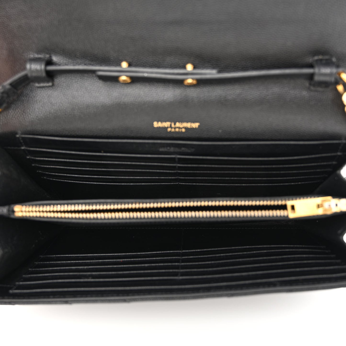 Grain De Poudre Matelasse Chevron Monogram Chain Wallet Black