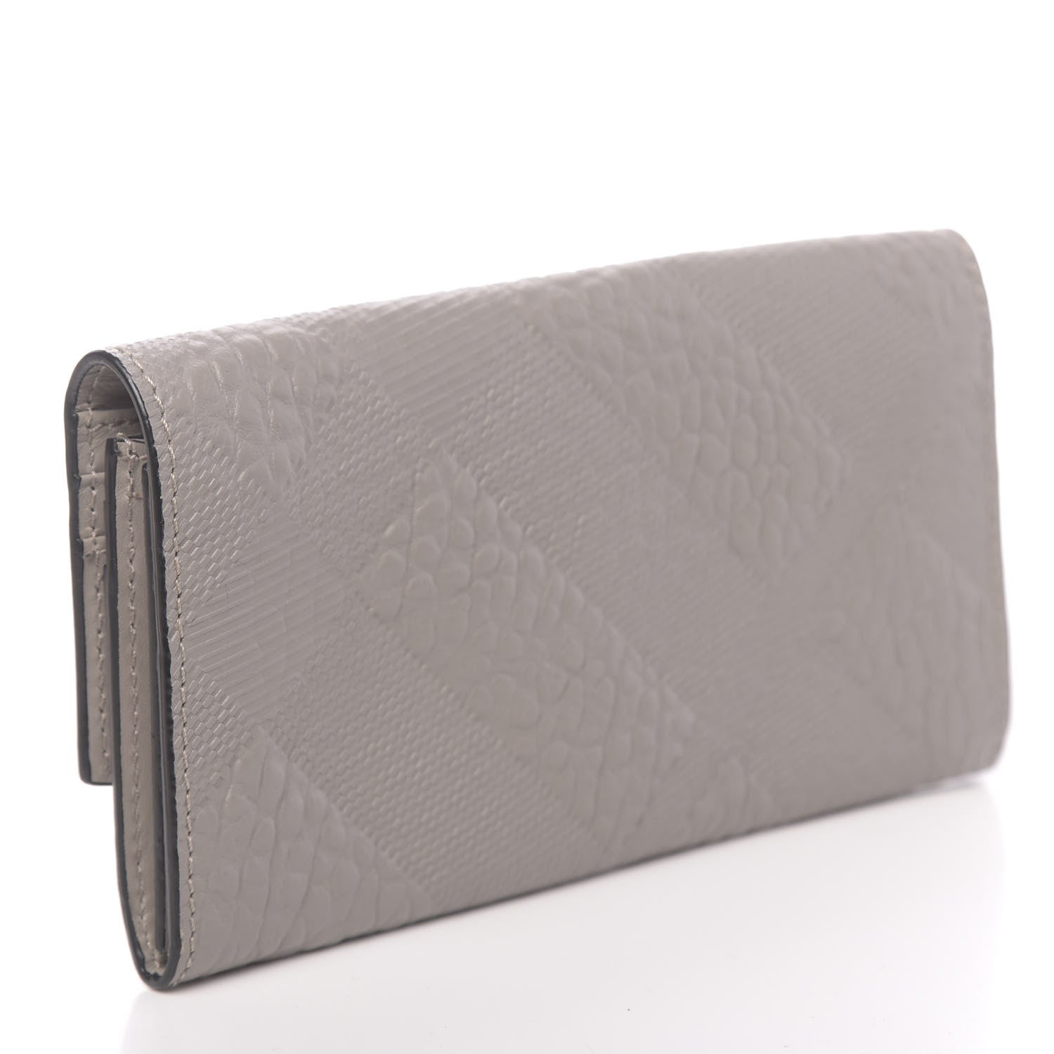 Burberry Signature Grain Calfskin Check Embossed Porter Continental Wallet Pale Grey 3 of 9