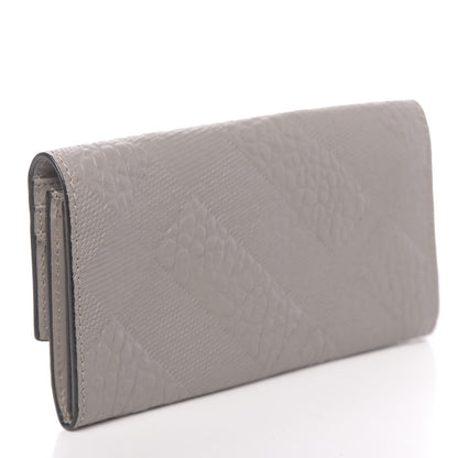 Burberry Signature Grain Calfskin Check Embossed Porter Continental Wallet Pale Grey 3 of 9