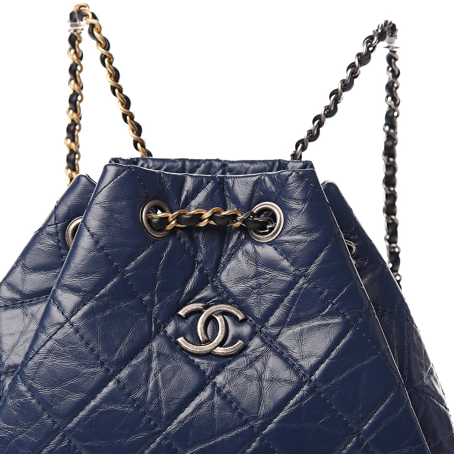 Aged Calfskin Quilted Small Gabrielle Backpack Blue Black