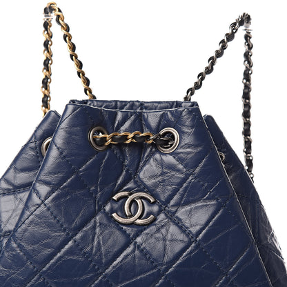 Chanel Aged Calfskin Quilted Small Gabrielle Backpack Blue Black 10 of 10