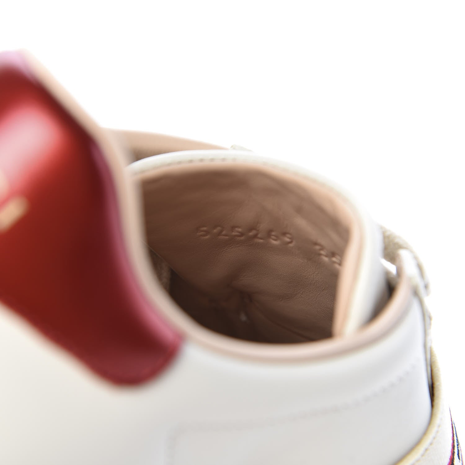 Gucci Calfskin Stripe Womens New Ace Sneakers 35.5 New Mystic White Ecru Red Flame 9 of 10