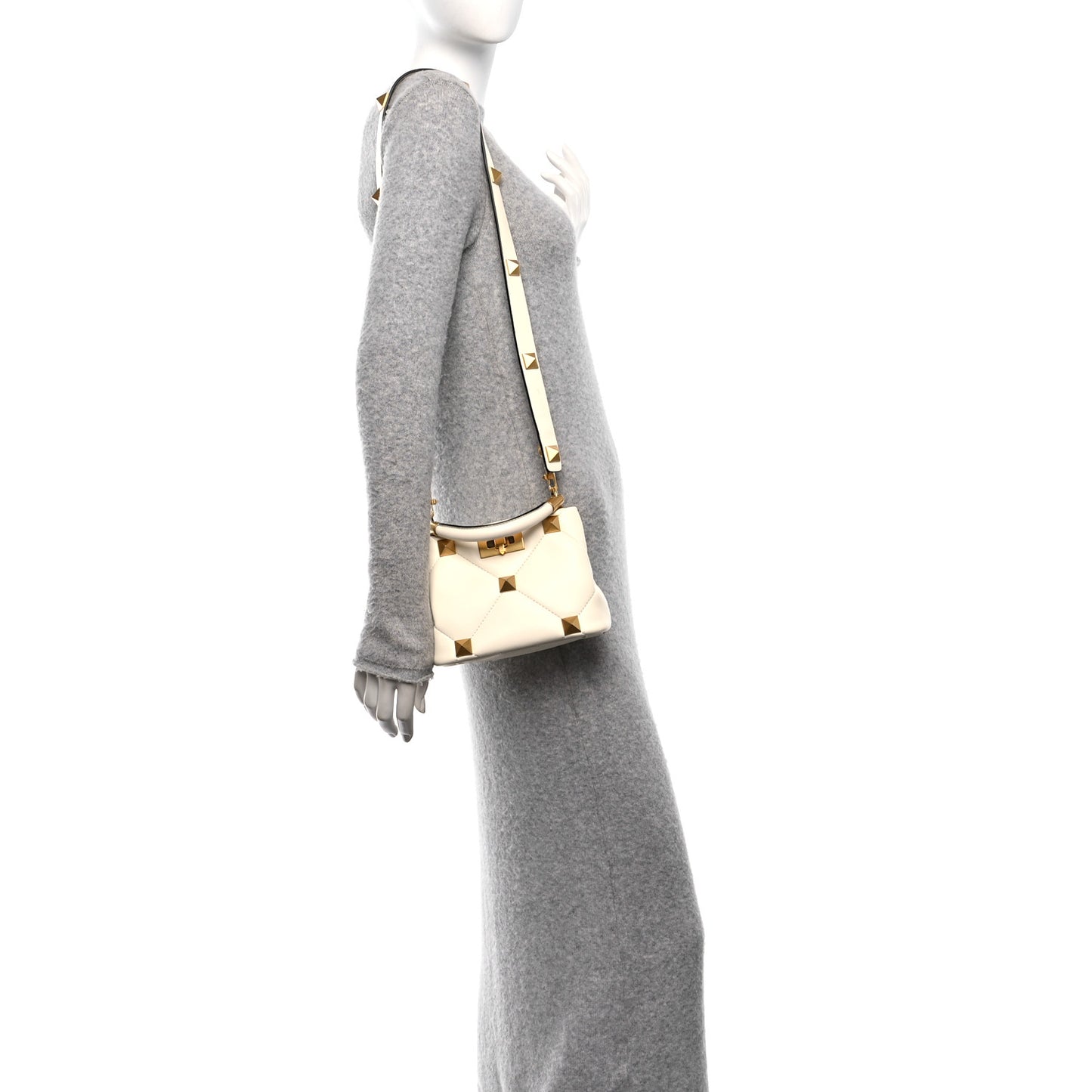Nappa Mini Roman Stud The Handle Bag Ivory