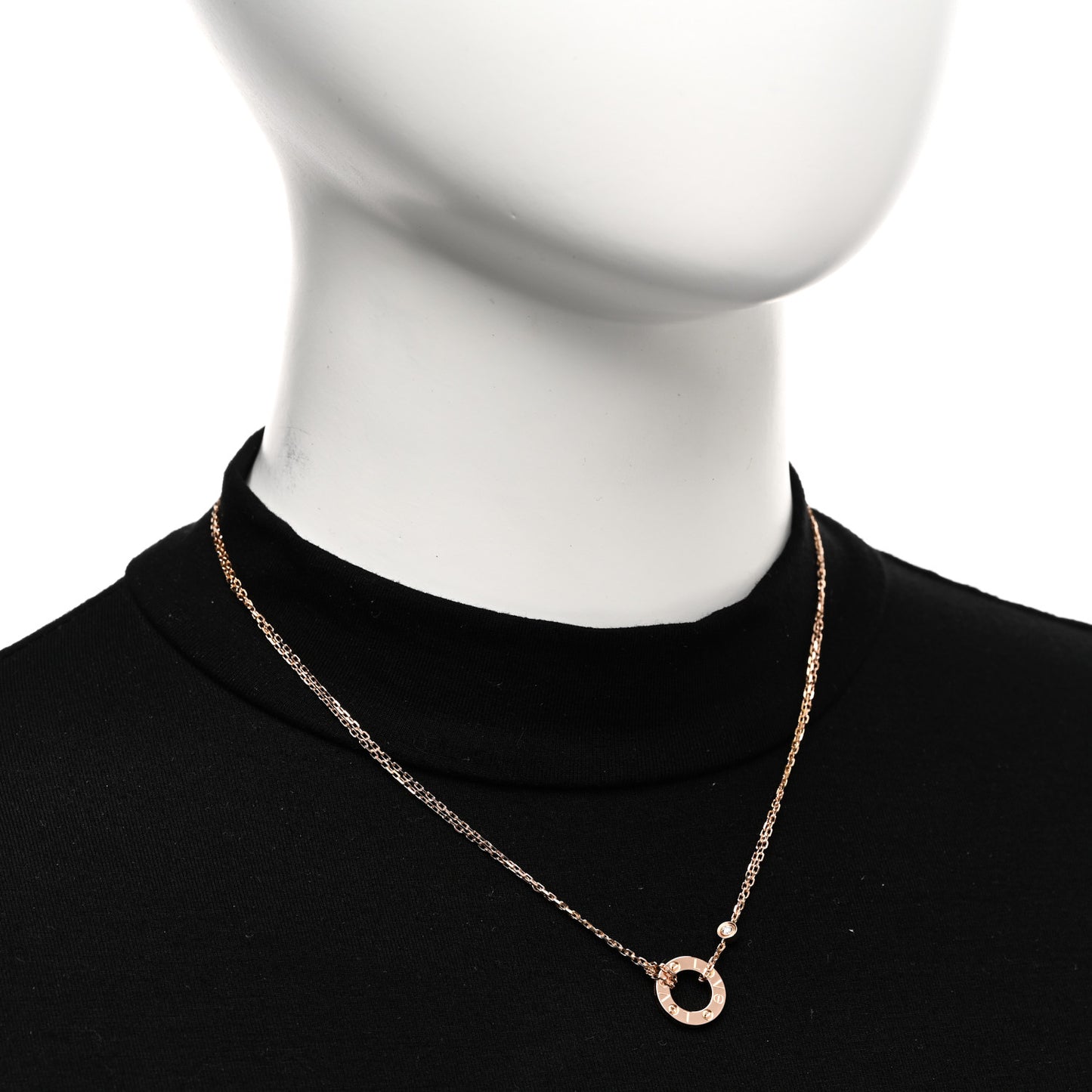 18K Pink Gold 2 Diamond LOVE Necklace
