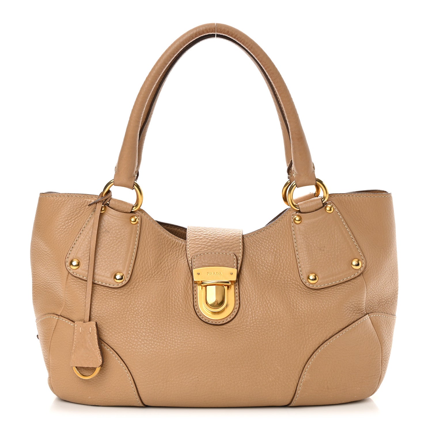 Prada Vitello Daino Pushlock Tote Sughero 1 of 23