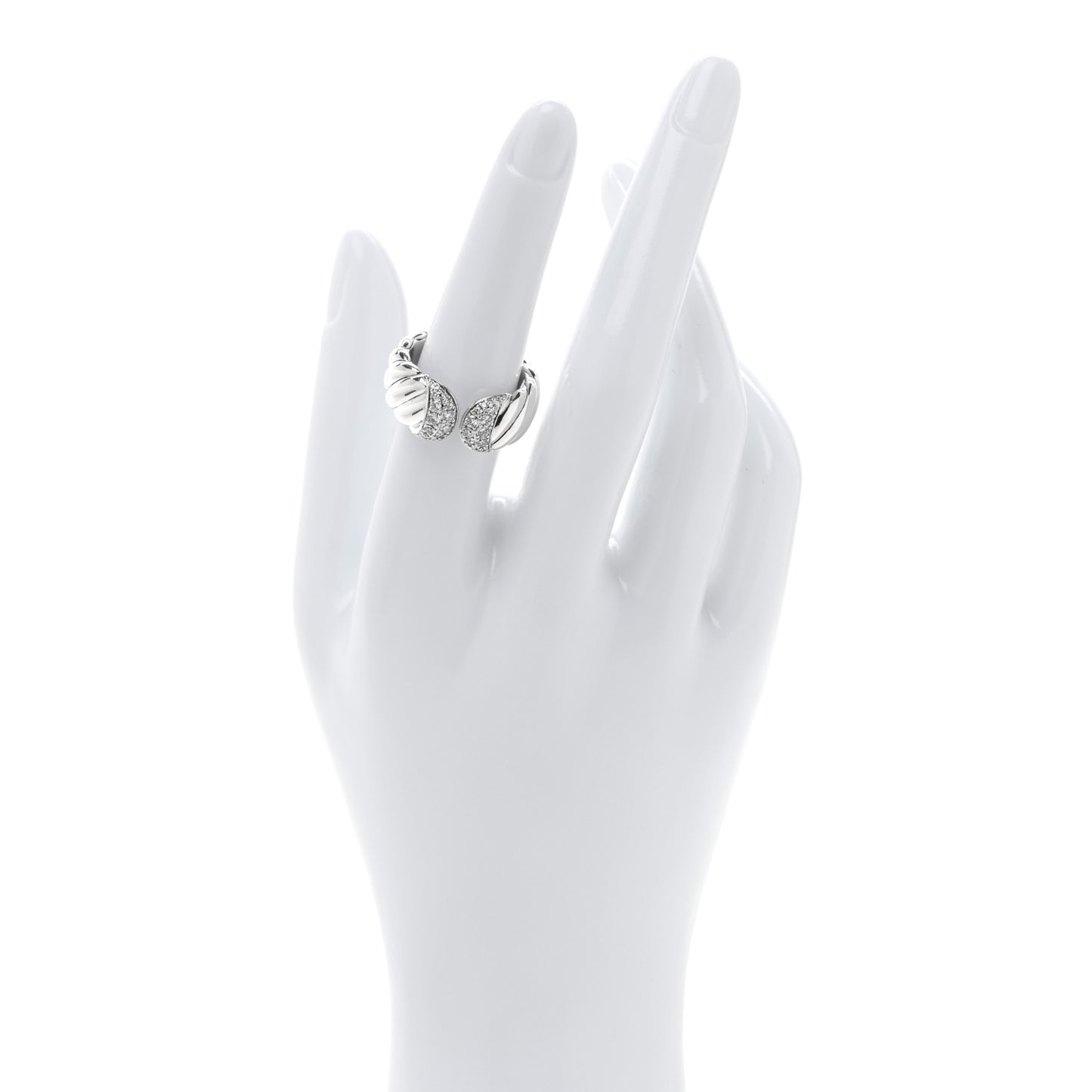 Sterling Silver Diamond Sculpted Open Cable Ring 54 7