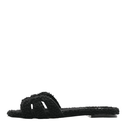 Saint Laurent Shearling Tribute Flat Mules 37.5 black 1 of 8