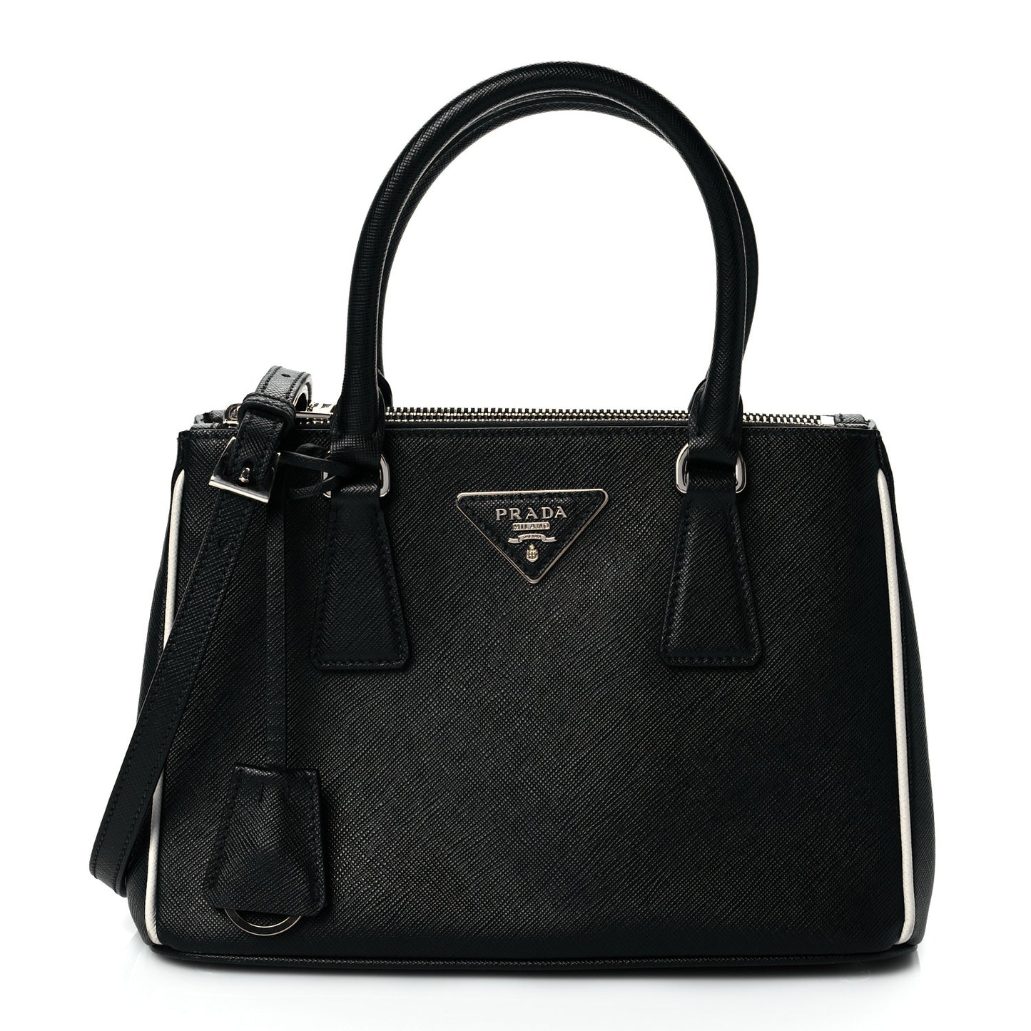 Saffiano Small Galleria Double Zip Tote Black