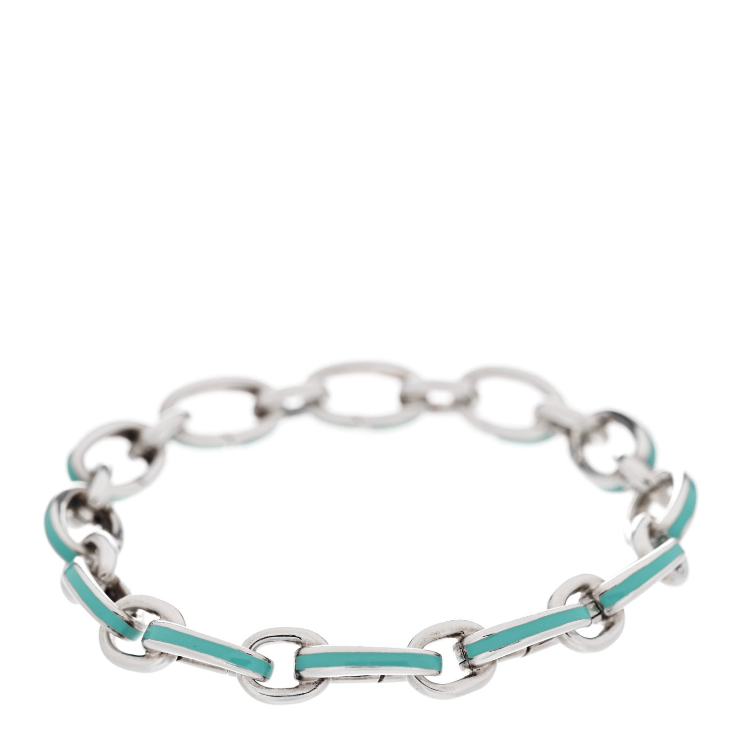 Sterling Silver Enamel Clasping Link Bracelet Blue