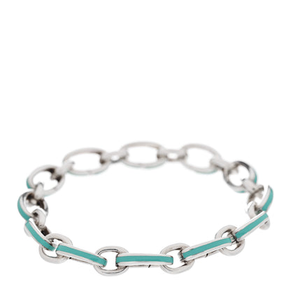 Tiffany Sterling Silver Enamel Clasping Link Bracelet Blue 1 of 4