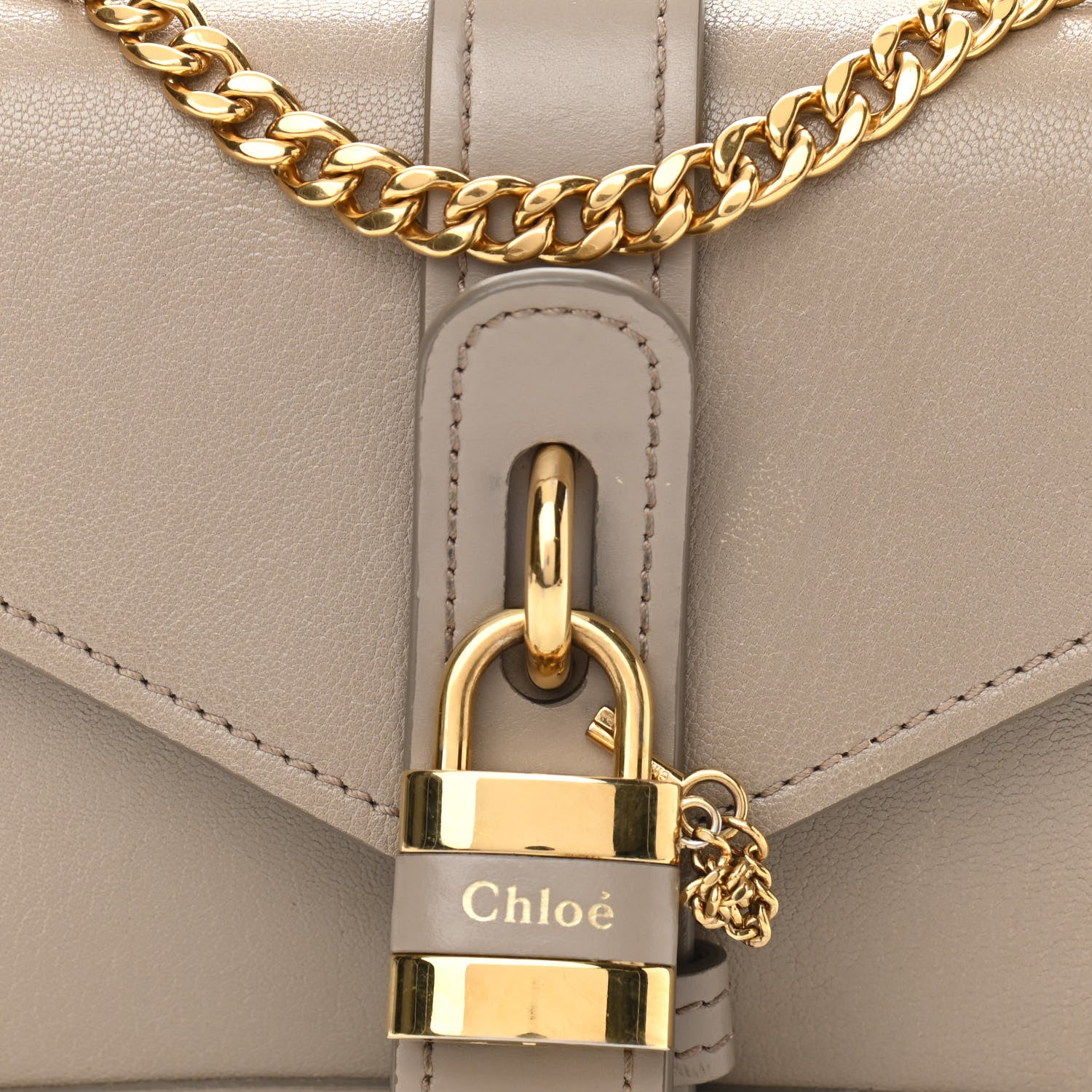 Chloe Shiny Goatskin Calfskin Aby Chain Shoulder Bag Motty Grey 8 of 10