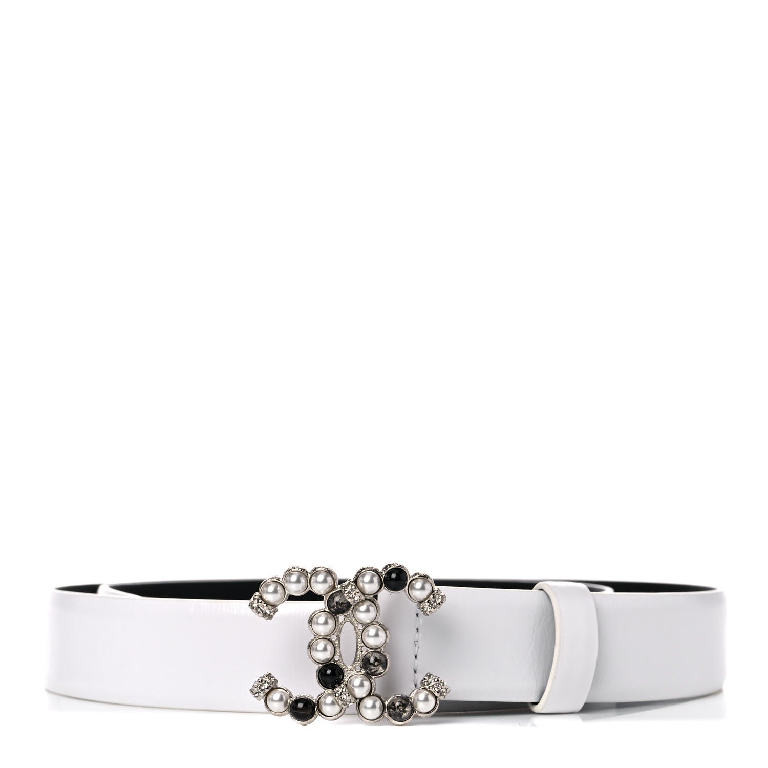 Chanel Calfskin Pearl Crystal CC Belt 75 30 White 1 of 7