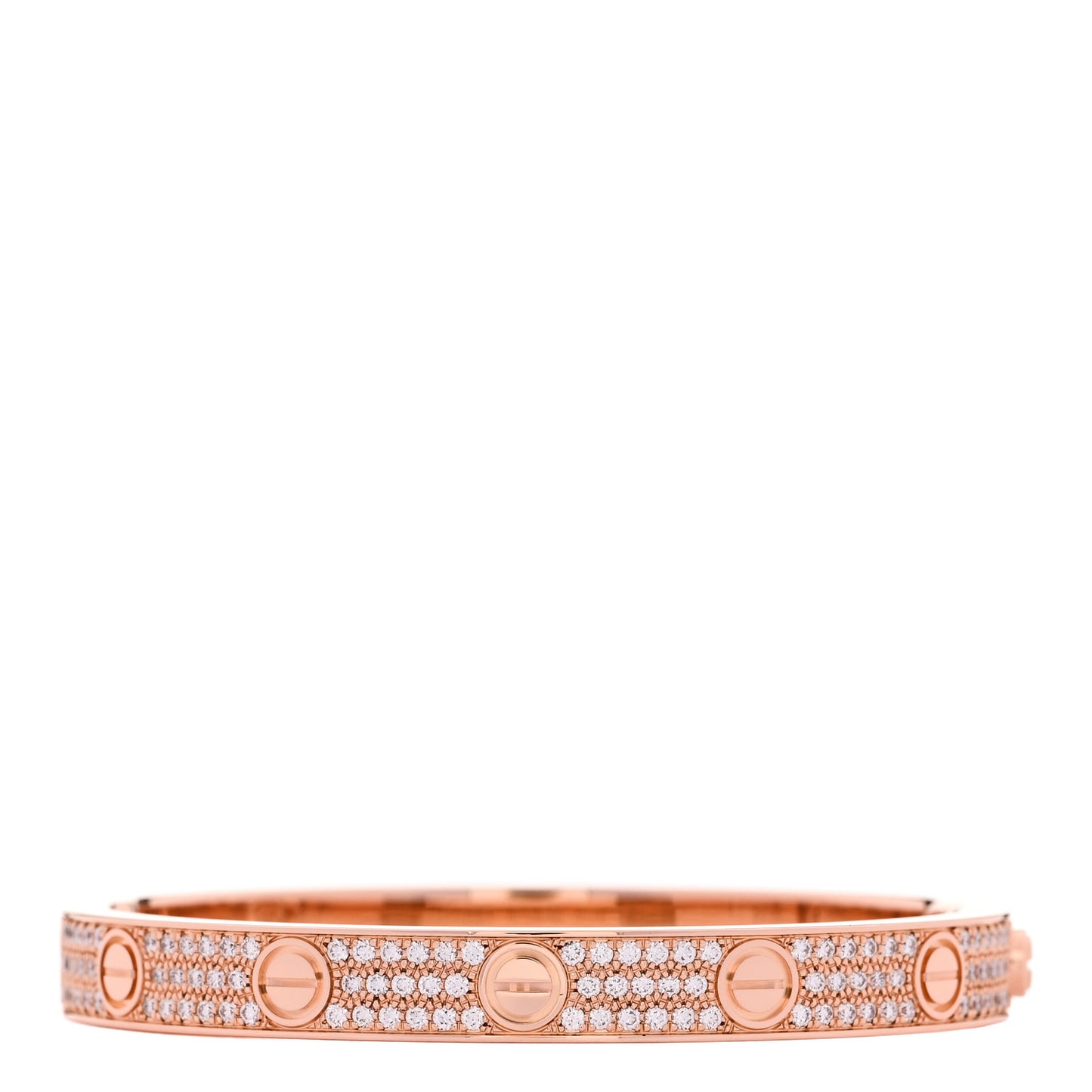 18K Pink Gold Diamond LOVE Paved Bracelet 16