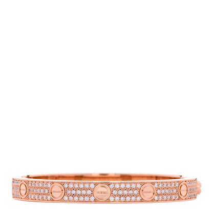 Cartier 18K Pink Gold Diamond LOVE Paved Bracelet 16 2 of 7