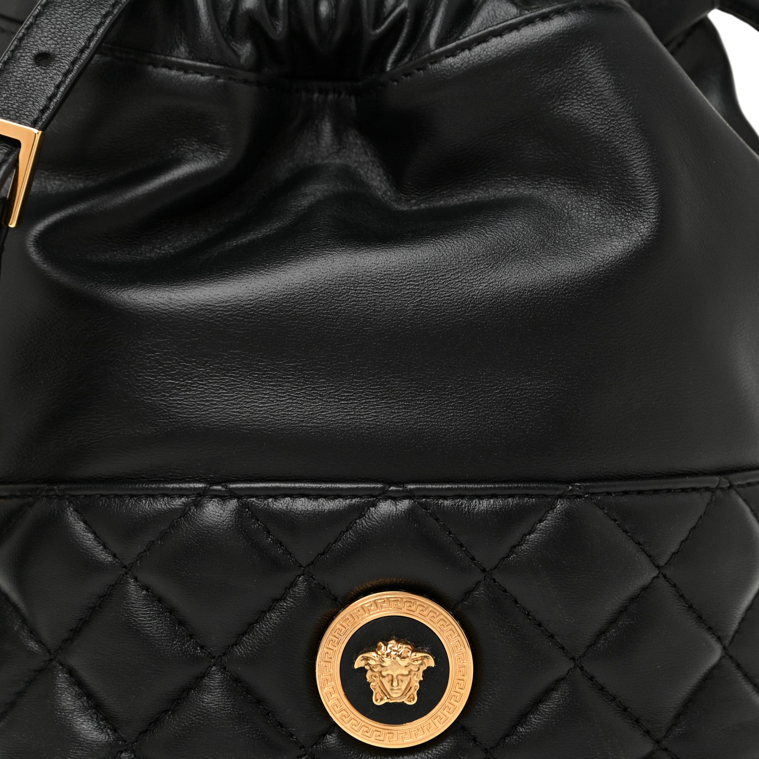 Versace Nappa Quilted Medusa Bucket Bag Black 7 of 10