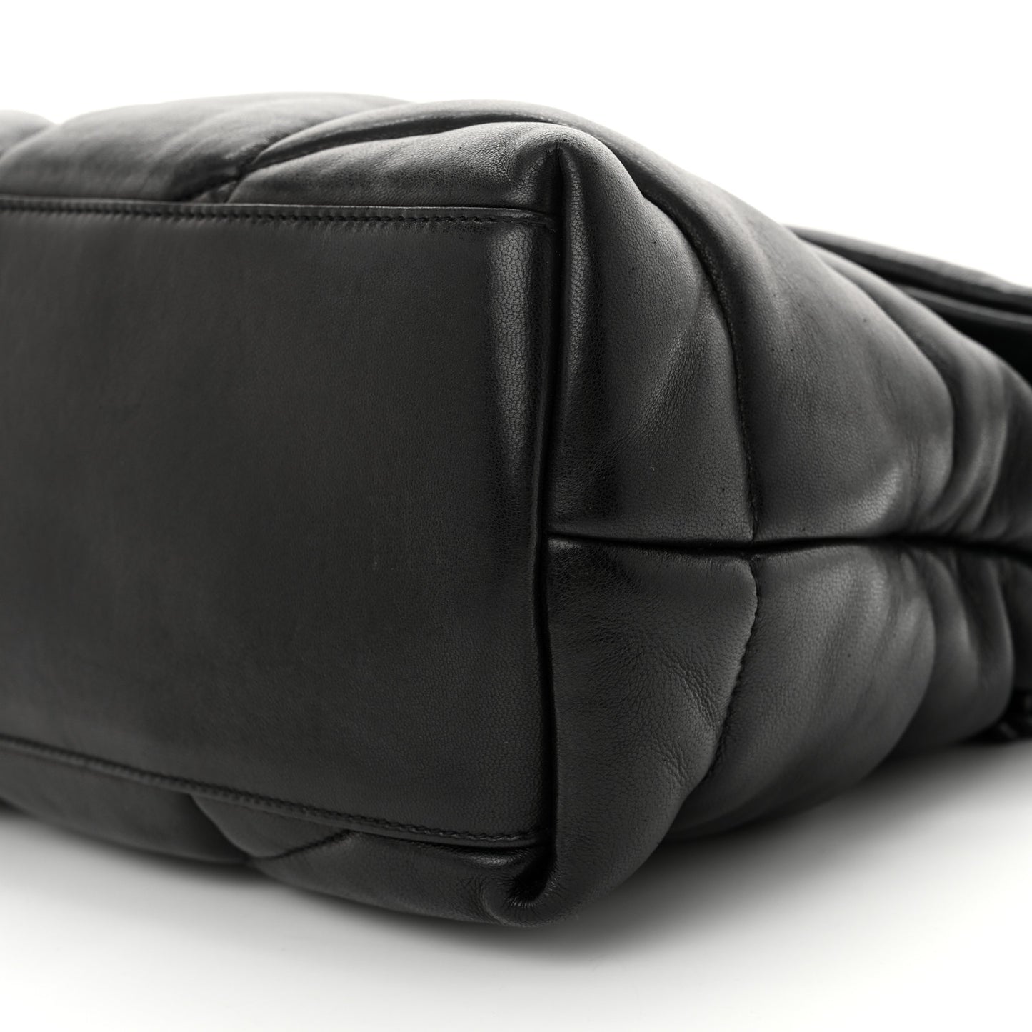 Lambskin Quilted Monogram Monochrome Medium Loulou Puffer Chain Satchel Black