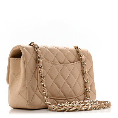 Chanel Lambskin Quilted Mini Rectangular Flap Beige 3 of 17