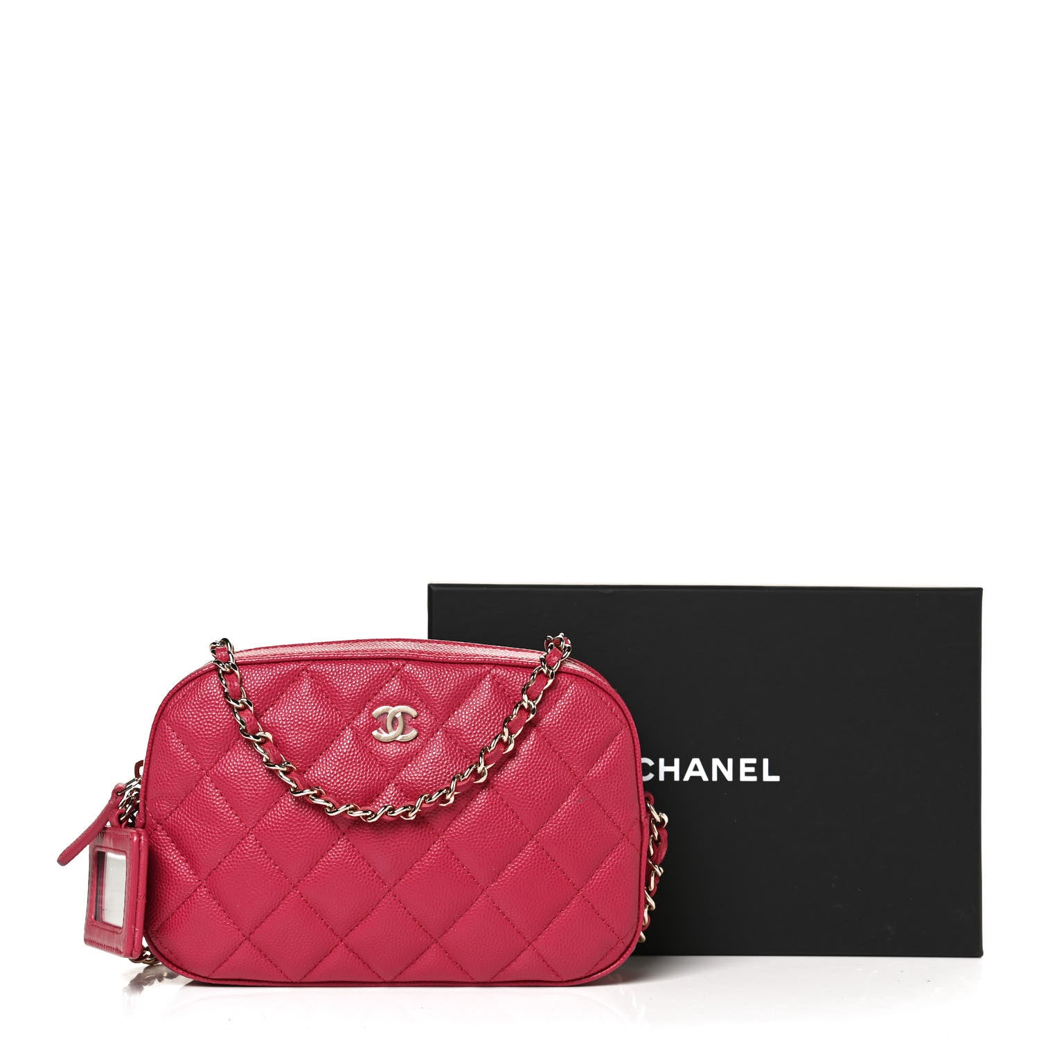 Chanel Caviar Quilted Camera Case Dark Pink 10 of 10