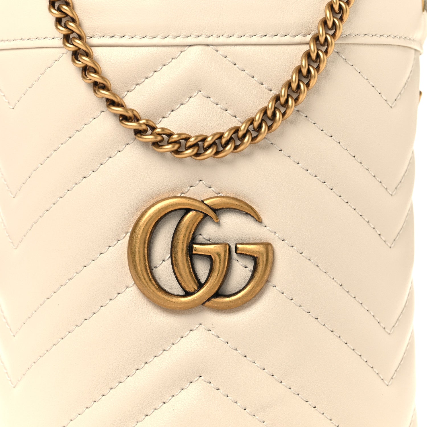 Gucci Calfskin Matelasse Mini GG Marmont 2.0 Bucket Bag White 8 of 11