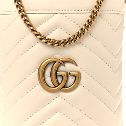 Gucci Calfskin Matelasse Mini GG Marmont 2.0 Bucket Bag White 8 of 11