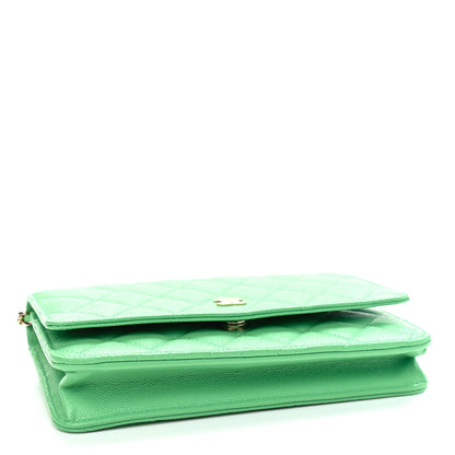 Chanel Caviar Quilted Wallet On Chain WOC Light Green 3 of 10