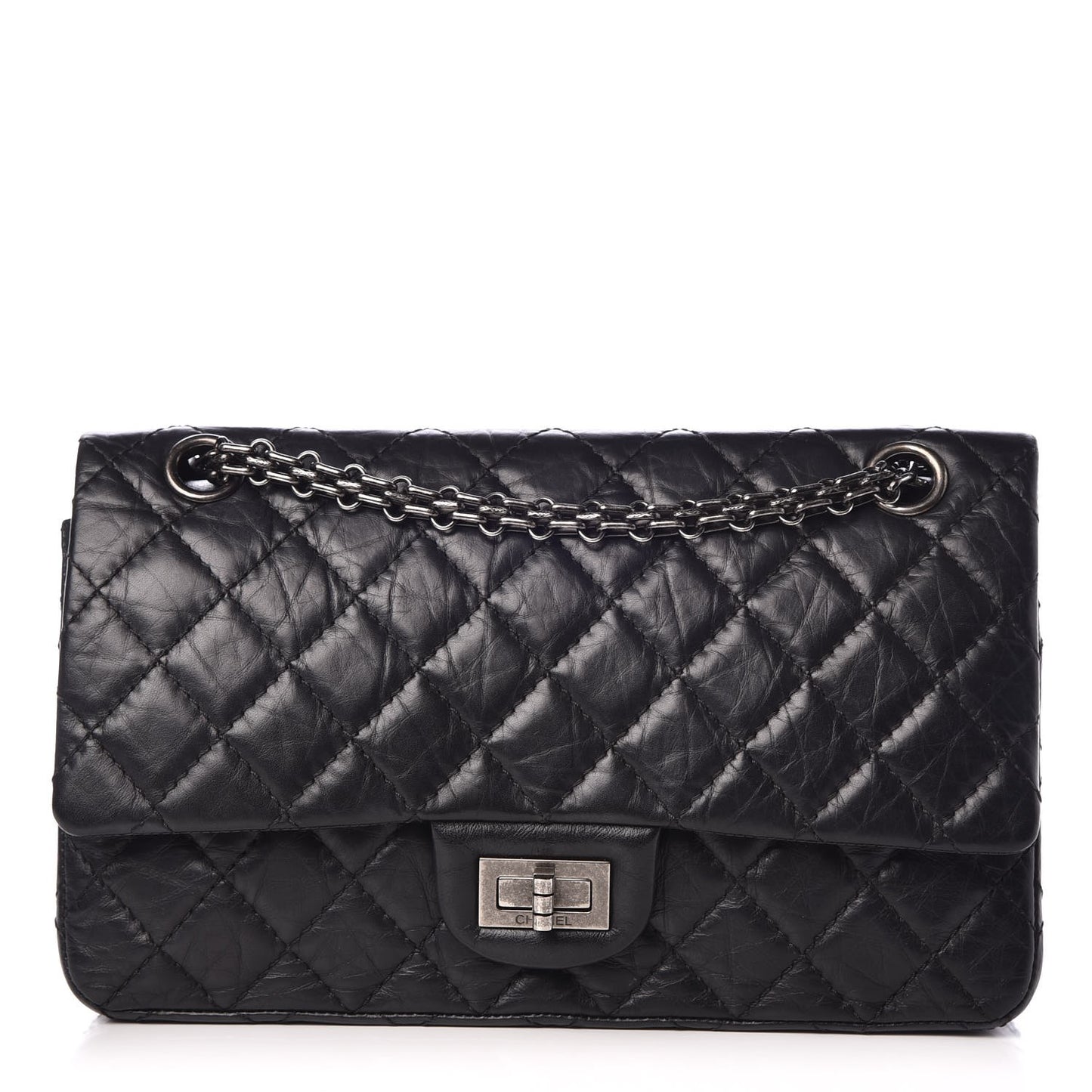 Aged Calfskin Quilted 2.55 Reissue 225 Flap Black