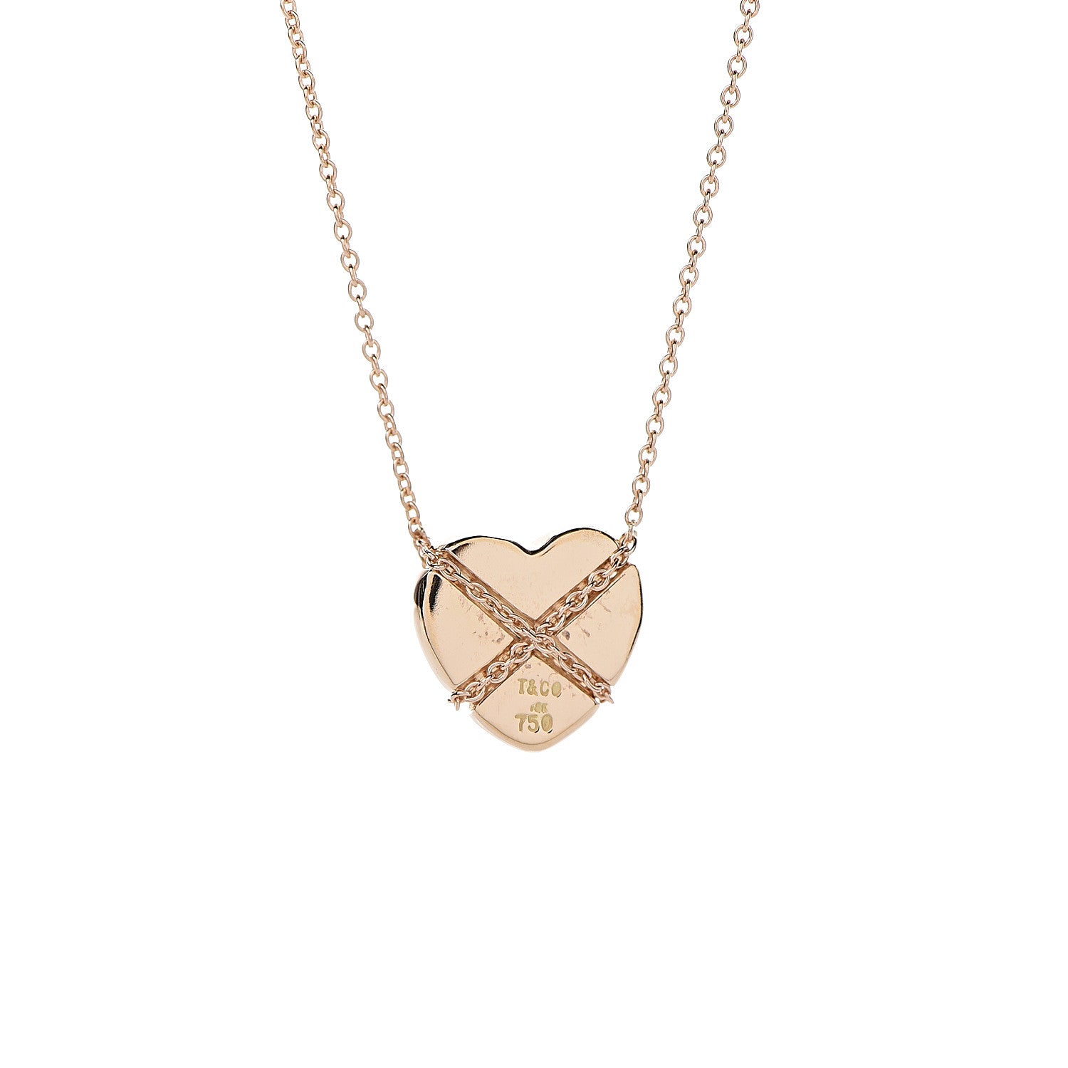 Tiffany 18K Yellow Gold Crossover Heart Pendant Necklace 5 of 6