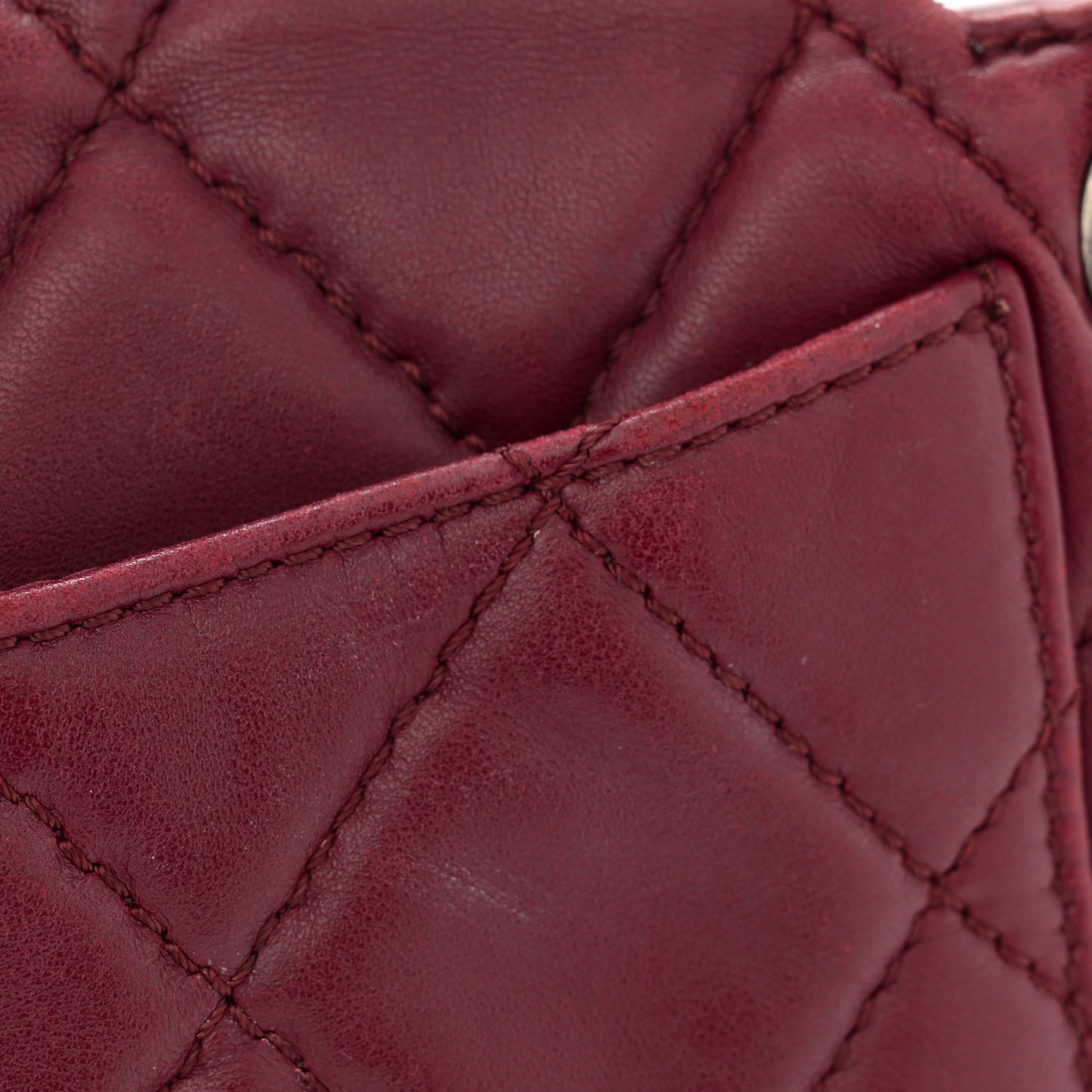 Lambskin Quilted Accordion Flap Burgundy