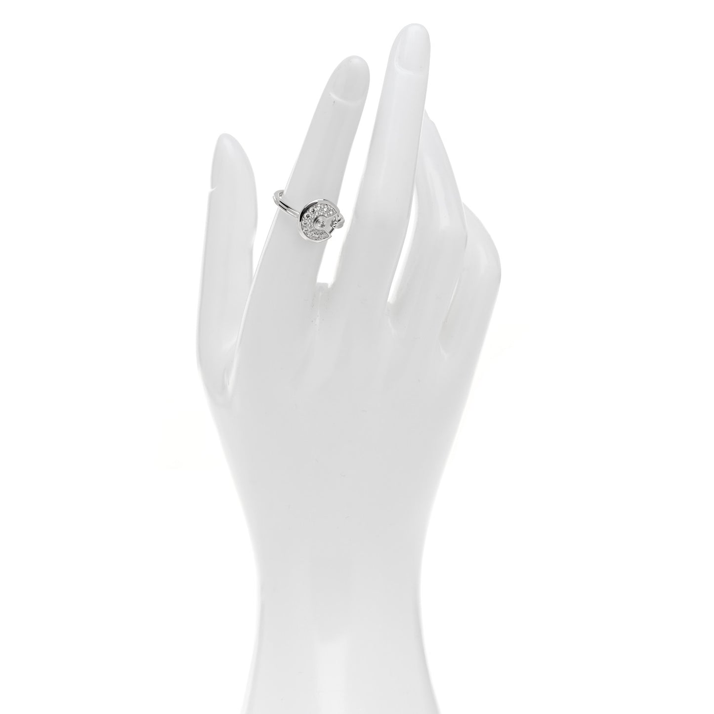 18K White Gold Diamond Amulette de Cartier Paved Ring 51 5.75