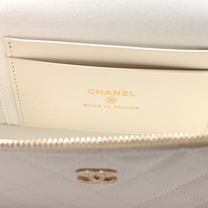 Chanel Caviar Quilted Top Handle Slim Vanity With Chain White 5 of 10