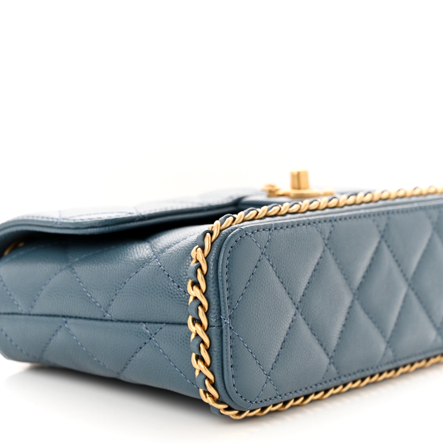 Chanel Caviar Quilted Camellia Chain Around Flap Blue 9 of 10