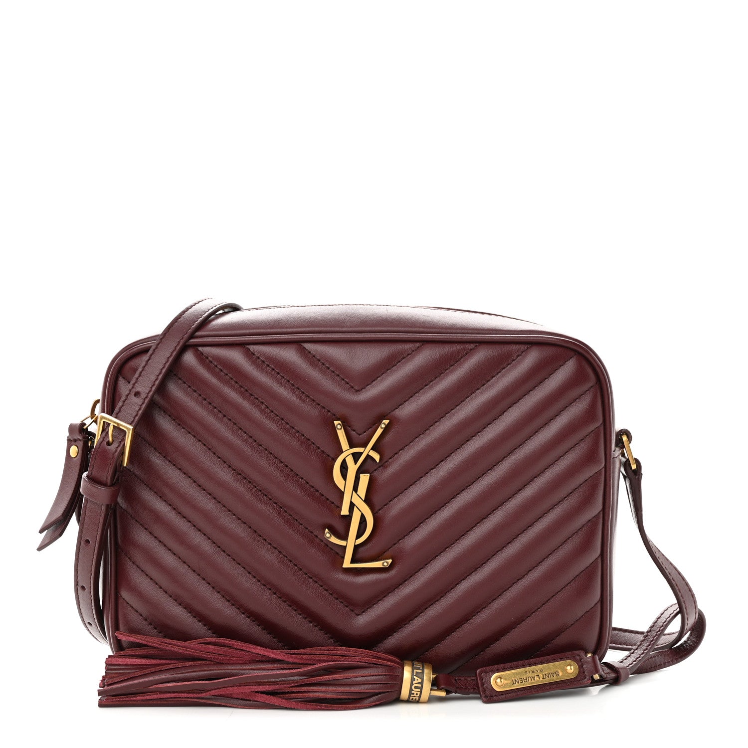 Saint Laurent Calfskin Matelasse Monogram Lou Camera Bag Dark Legion Red 1 of 10