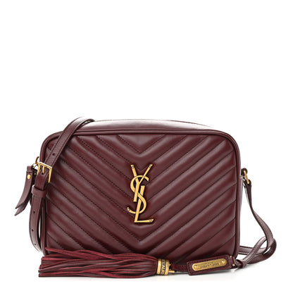 Saint Laurent Calfskin Matelasse Monogram Lou Camera Bag Dark Legion Red 1 of 10