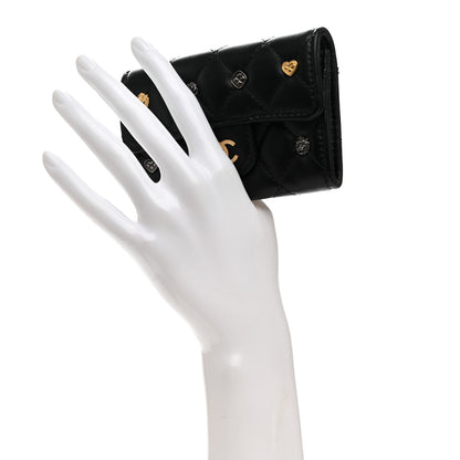 Chanel Lambskin Quilted Lucky Charms Flap Card Holder Wallet Black 2 of 9