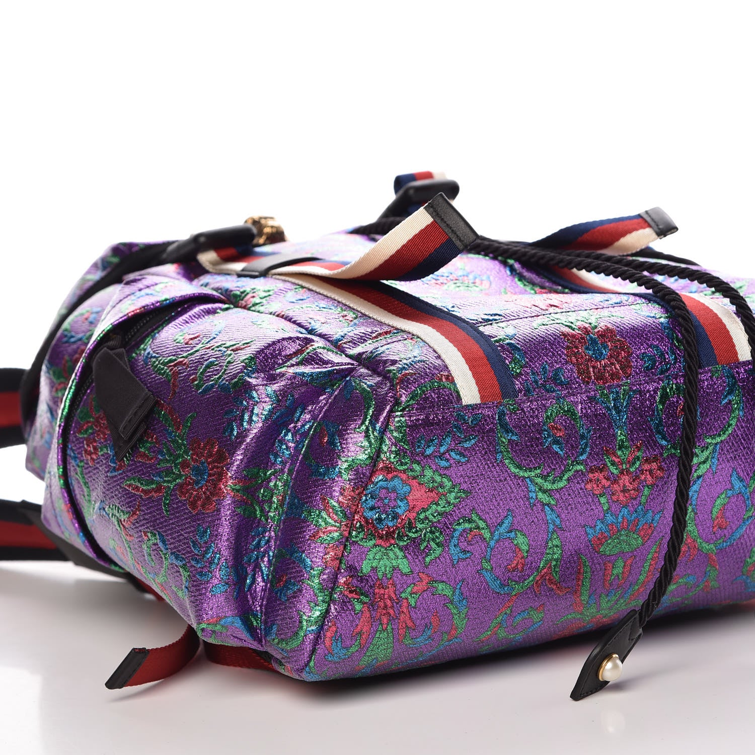 Gucci Brocade Web Small Double Buckle Backpack Multicolor 9 of 10
