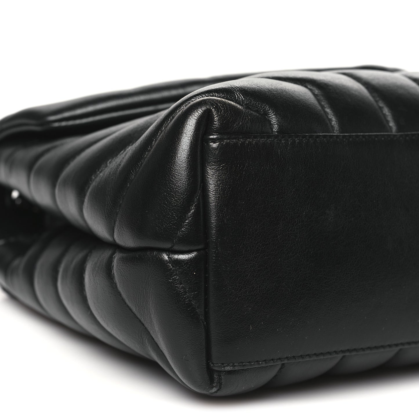 Calfskin Y Quilted Monogram Monochrome Small Loulou Chain Satchel Black
