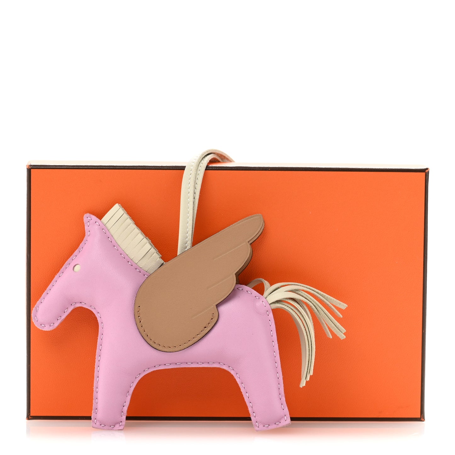 Milo Lambskin Grigri Rodeo Pegase Horse Bag Charm MM Mauve Sylvestre Craie Chai