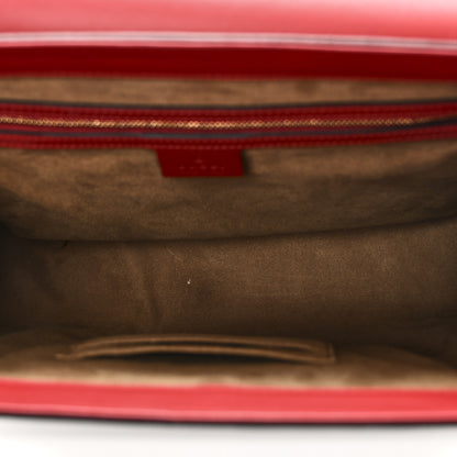 Gucci GG Supreme Monogram Calfskin Medium Padlock Top Handle Bag Beige Hibiscus Red New Rosette 5 of 10